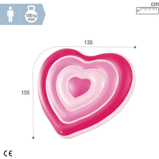 Çəhrayı Ürək Dizaynlı Hovuz Matrası – 155 x 135 sm