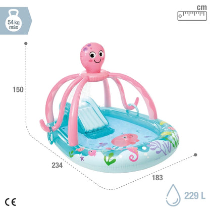 Ahtapot Temalı Şişmə Uşaq Oyun Hovuzu – 234 × 183 × 150 sm