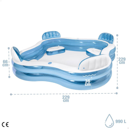 4 Oturacaqlı Komfort Model Şişmə Ailə Hovuzu – 229x229x66 sm