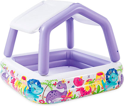 Lila Akvarium Günəşlikli Şişmə Uşaq Hovuzu – 157 × 157 × 122 sm