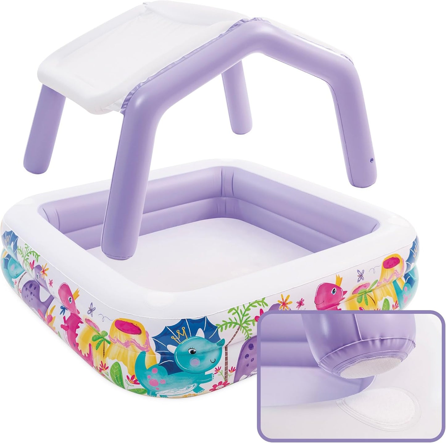 Lila Akvarium Günəşlikli Şişmə Uşaq Hovuzu – 157 × 157 × 122 sm