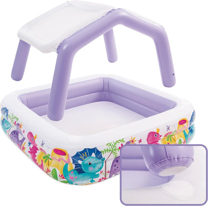 Lila Akvarium Günəşlikli Şişmə Uşaq Hovuzu – 157 × 157 × 122 sm