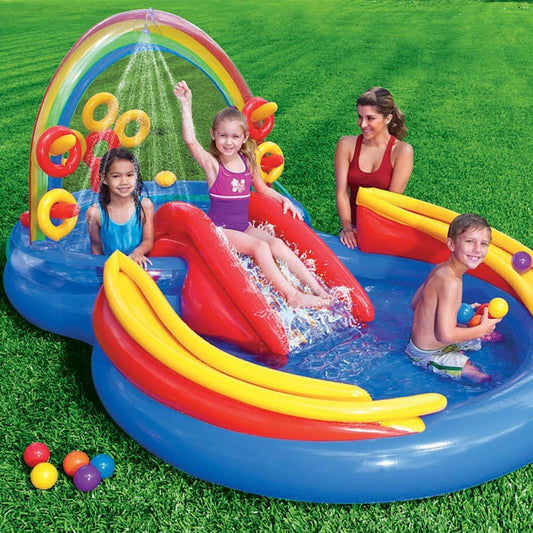 Şişmə Uşaq Göyqurşağı Halqalı Su Mərkəzi 297×193×135 sm 🌈💦